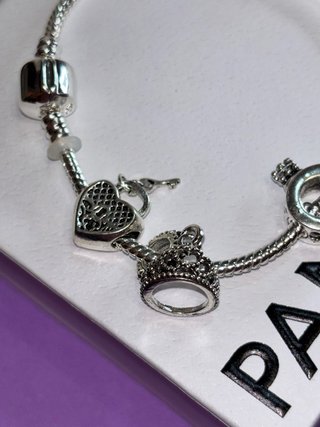 Conjunto Pandora Plata y Anillo Azul