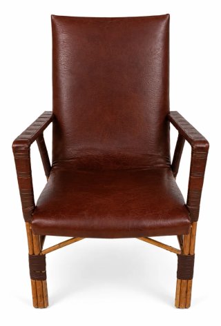 Sillón antiguo de bambú y cuero