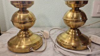 2 Lámparas Mesilla Antiguas Doradas