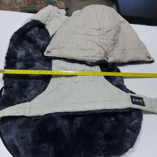 Cappottino per cani con cappuccio beige/grigio