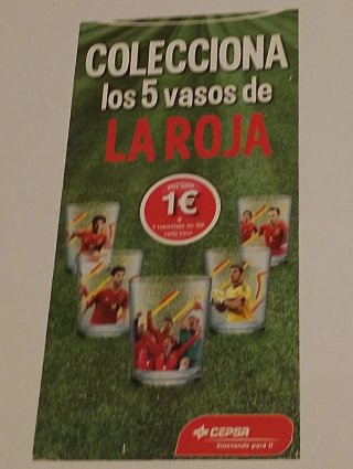 Lote 5 vasos España futbol 2012 CEPSA