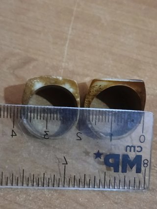 2 Anillos Vintage Hueso Tallado beige