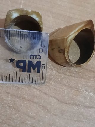2 Anillos Vintage Hueso Tallado beige
