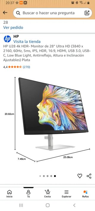 Monitor HP U28 4K HDR 28"