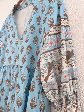 Vestido azul estampado talla única