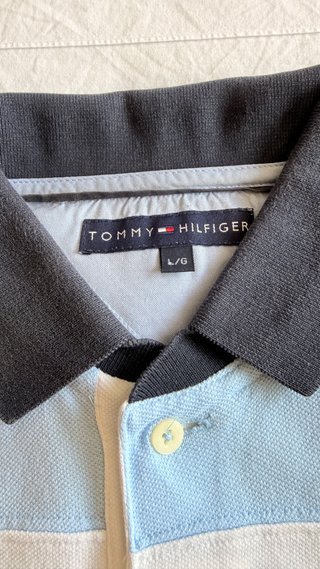 Polo Tommy Hilfiger original a rayas azul y blanco