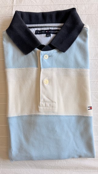 Polo Tommy Hilfiger original a rayas azul y blanco