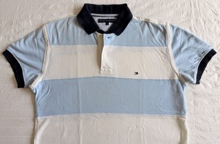 Polo Tommy Hilfiger original a rayas azul y blanco