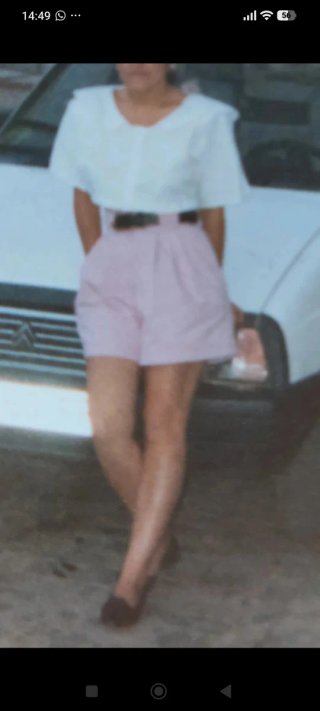 Shorts de algodón vintage rosa con pinzas