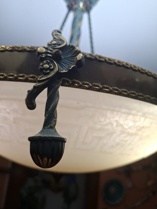 Lámpara de salón dorada y verde azulado