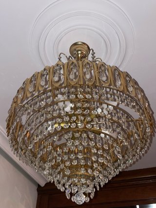 Lámpara lágrimas dorada cristal