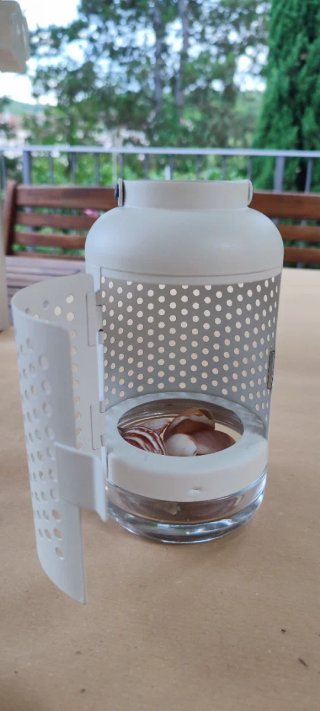 Lanterne bianca con base in vetro