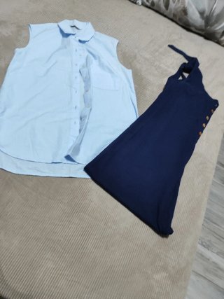 Conjunto mono ancho y sobrecamisa