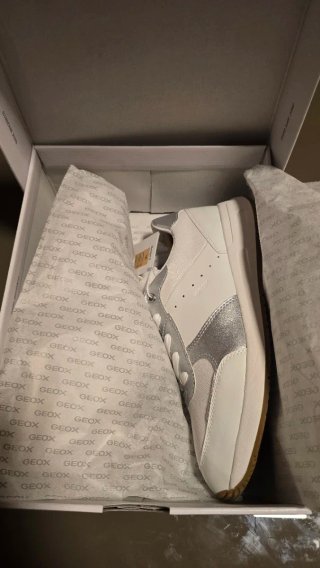 Zapatillas Geox Mujer Talla 38 Blancas y Plateadas