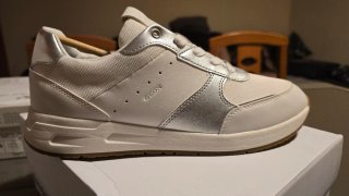 Zapatillas Geox Mujer Talla 38 Blancas y Plateadas