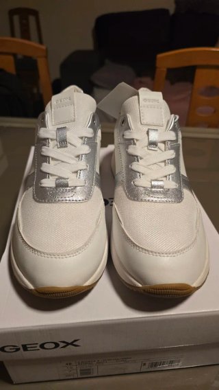 Zapatillas Geox Mujer Talla 38 Blancas y Plateadas