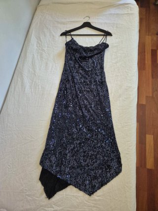 Vestido lentejuelas Zara azul marino