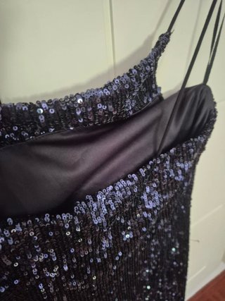 Vestido lentejuelas Zara azul marino