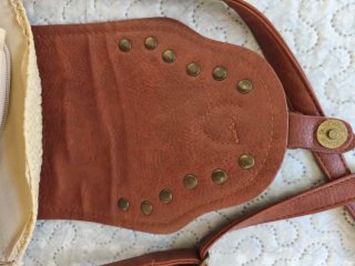 Bolso redondo rafia y piel