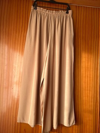 Pantalón ancho beige talla única