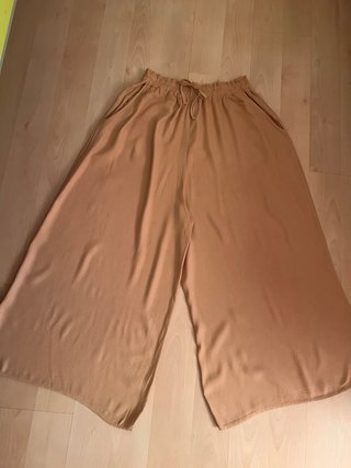 Pantalón ancho beige talla única