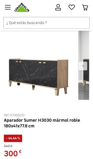 Aparador Roble con diseño Mármol negro y dorado