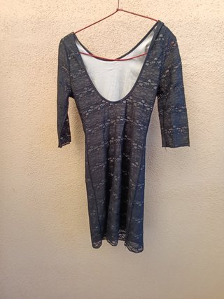 Vestido mini encaje floral azul