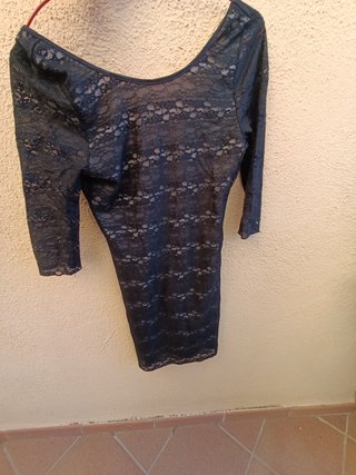 Vestido mini encaje floral azul