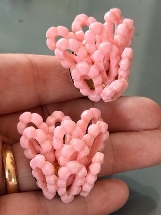 Orecchini clip vintage rosa grappolo