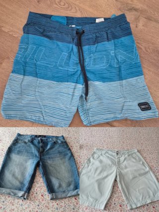 Lote 3 pantalones cortos: bañador, vaqueros y