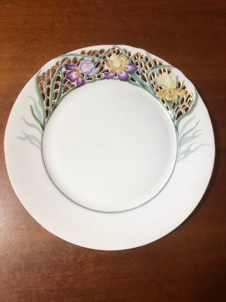 Piatto Herend Grande Porcellana Oro Viola