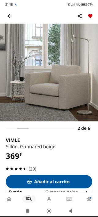 Sillón o Butaca 1 plaza  Vimle Ikea Beige -Urge