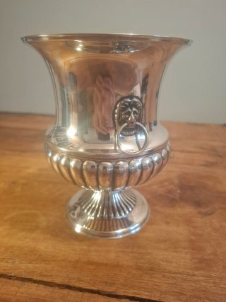 Cubitera hielera de alpaca y baño de plata años 40