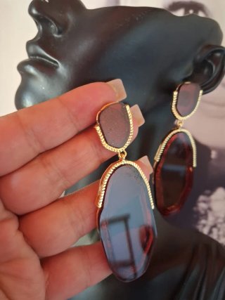 Pendientes largos dorados y blancos lote