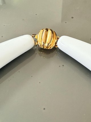 Collana Vintage Lucite Bianca Anni 70/80 Oro