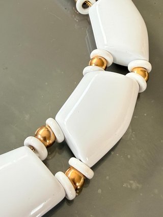 Collana Vintage Lucite Bianca Anni 70/80 Oro