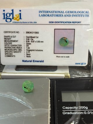 Esmeralda Natural Colombiana 2.84 Ct IGL