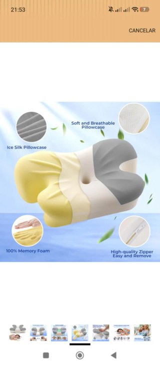 Almohada Cervical Memory Foam Gris/Blanco