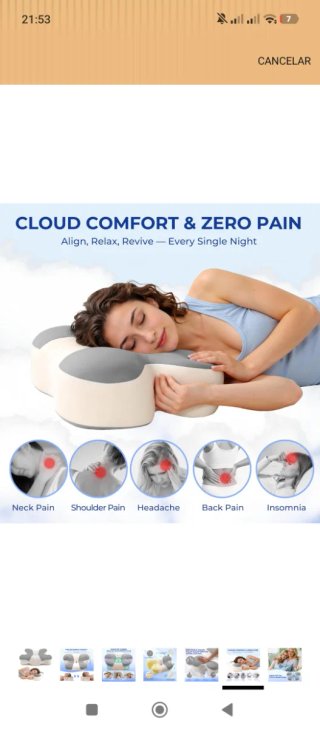 Almohada Cervical Memory Foam Gris/Blanco