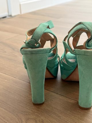 Sandalias Zara Tacón Plataforma Verde