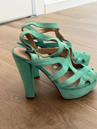 Sandalias Zara Tacón Plataforma Verde