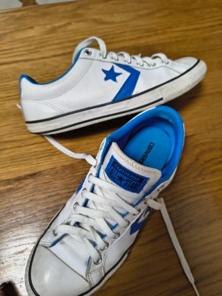 Zapatillas Converse Piel Blancas y Azules