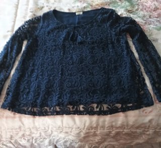 Blusa Hollister azul encaje manga larga