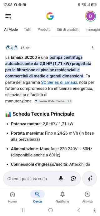 2 Pompe Piscina Emaux SC 200. Il pz unitario