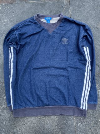 Sudadera Adidas Vintage Azul 3 Rayas