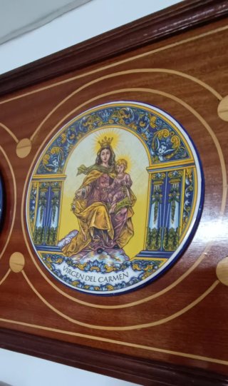 Cuadro Madera y Cerámica Religioso