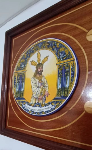Cuadro Madera y Cerámica Religioso