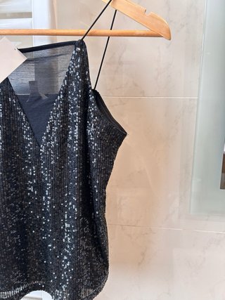 (Nuevo S )Top lentejuelas negro H&M Talla S