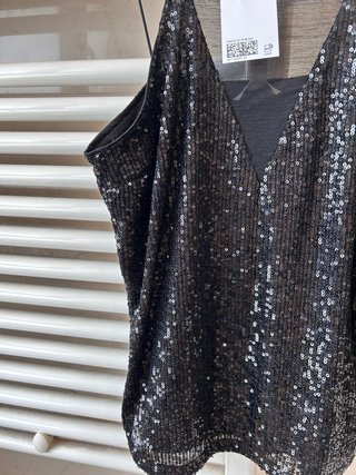 (Nuevo S )Top lentejuelas negro H&M Talla S
