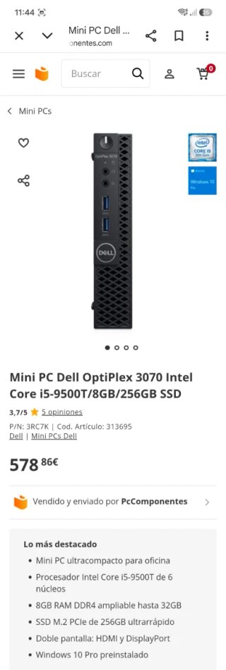 Mini PC Dell OptiPlex 3070 i5-9500T 16GB RAM